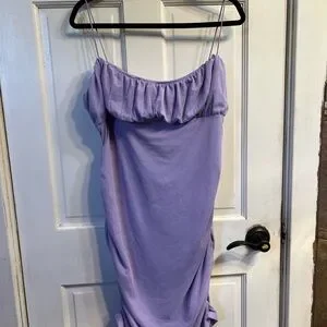 open lace back dress Leshner Long Sleeve Mini Dress Purple